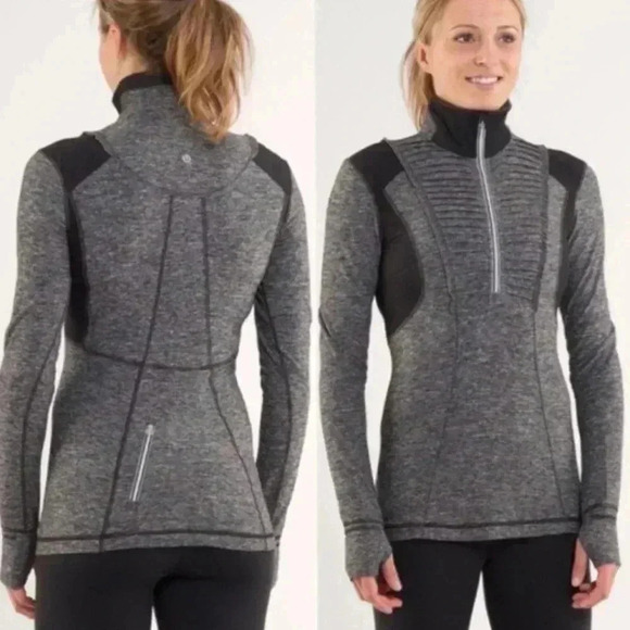 Lululemon Run Your Heart Out Pullover in Heathered Black - Picture 4 of 6